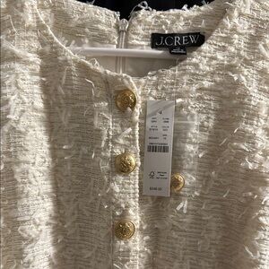 J.Crew Textured Cream Dress with Gold Accents Size 10